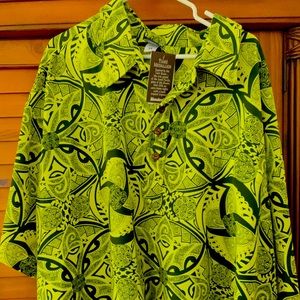 Lime light green button down aloha shirt UNUSED SIZE 4xL - Manuhealii
